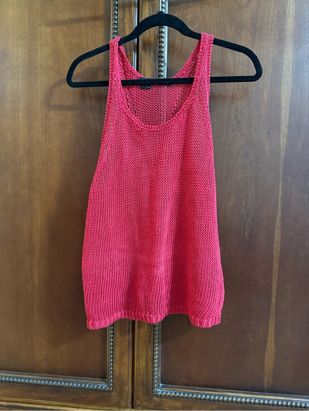 360 Sweater Open-Knit Racerback Tank Top in Bright Pink
